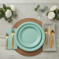 Mint Green Paper Plates and Napkins Set — 100 Pieces (50 Dessert Plates + 50 Cocktail Napkins)
