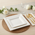 Compostable Square Paper Plates & Cutlery Set — 300 Pieces (10 in + 8 in Bagasse, Serves a Crowd)