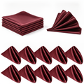 Burgundy Satin Dinner Napkins, 12 Pack, 20x20 in