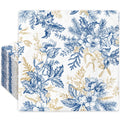 JarThenaAMCS 100Pcs Floral Paper Napkins Blue Gold Flower Leaves with Berry Disposable Luncheon Napkins Decorative Dessert Dinner Hand Napkin for Wedding Birthday