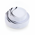White & Black Rim Plastic Party Plates — 60 Count, Disposable Dinner & Dessert