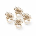Boho Burlap Jute Flower Napkin Rings, Set of 6