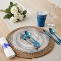 175-Piece Clear & Dark Blue Plastic Dinnerware Set for 25 Guests