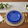 Dark Blue Plastic Dinner Plates — 150 Count, 9 in Disposable Party Plates