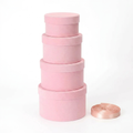 Velvet Round Gift Box Set - Pink Nesting With Ribbon