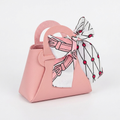 Pink PU Leather Handbag Favor Boxes with Ribbon - 10 Pack