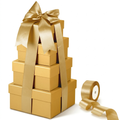 Gold Square Nesting Gift Boxes with Lids and Ribbon - Set of 4