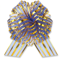 24 Pcs Pull Bows for Gift Wrapping - Large 6 Inch Organza Ribbon Bows (Blue Gold)