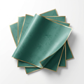 Teal Green Gold-Edge Floral Wrapping Paper - 25 Sheets