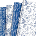 Blue Floral Art Gift Wrap - 12 Sheets