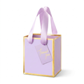 Mini Metallic Gift Bags with Thank You Tags - 50 Pack Lavender & Gold (4 x 2.75 x 4.5 in)