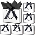 Thank You Gift Bags with Bow Ribbon & Tissue - 30 Pack White & Black (9 x 7 x 3.1 in)