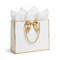 Thank You Gift Bags with Bow Ribbon & Tissue - 15 Pack White & Gold (11.8 x 10 x 4 in)