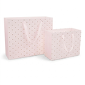 Pink Gold-Dot Gift Bags with Tissue Paper - 2 Pack (1 Large 13x10x4.75 + 1 Medium 9x7x4 in)