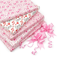 Pink Valentine's Heart Wrapping Paper Set — 12 Sheets + 10 Bows