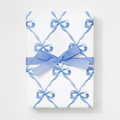 Blue Bow Wrapping Paper - 6 Flat Sheets (27.6 x 39.4")