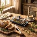 Artisan Floral Ceramic Butter & Cheese Box