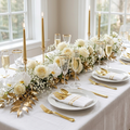 Pre-Rolled White & Gold Plastic Cutlery Set — 25 Pack with Napkins