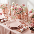Pre-Rolled Rose Gold Plastic Cutlery Set — 25 Pack with Napkins