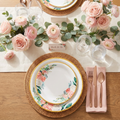 Floral 50-Pack Round Disposable Paper Plates (9" + 7")