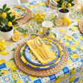 402-Piece Yellow Lemon Party Tableware Set with Tablecloths — Serves 50