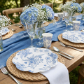 250-Piece Blue Floral Party Tableware Set — Serves 50