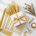 GoldLuxe 50-Pack Premium Gold Gift Tissue Paper (5 Designs)
