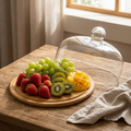 Glass Dome Fruit Server with Bamboo Base