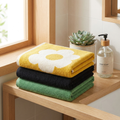 Cotton Face Towels — Embroidered Flower, Super Absorbent (3 Colors)