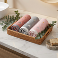 Rainbow Stitch Cotton Hand Towels — Plush & Quick-Dry, 3 Color Combos