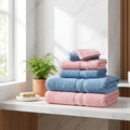 Plush Pure Cotton Bath Towel Set — Thickened, 2 Colors & 3 Size Options