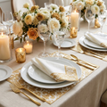 Gold-Printed Paper Napkins & Placemats Set