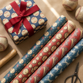 Baseball Wrapping Paper — 12 Sheets, 6 Vintage Designs, 19.7 × 27.6 in (50 × 70 cm)