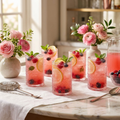 Hobnail Drinking Glasses Set of 6 — 12 oz (355 ml) Vintage Pink Cocktail Glassware