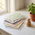 Swedish Dishcloths Set of 6 — Reusable Cellulose & Cotton Eco Kitchen Cloths (Fruit & Flower Prints)