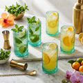 Hobnail Vintage Drinking Glasses Set of 6 — 15 oz (443 ml) Aqua Blue Tumblers