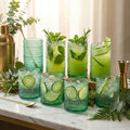 Hobnail Glassware Set of 8 — Vintage Lake Green Highball & Rocks Glasses (14 oz + 11 oz)