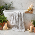 Soft Bath Towels 2-Pack — Floral Jacquard, Light Beige