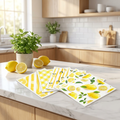 Swedish Dishcloths for Kitchen – 6-Pack Reusable Eco Cloths (Lemon Prints)