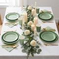 96-Pc Sage Green Gradient Party Tableware Set — Serves 24 Guests