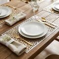 Laser-Cut Nature Placemats 4-Pack — Gold & Silver, Heat-Resistant
