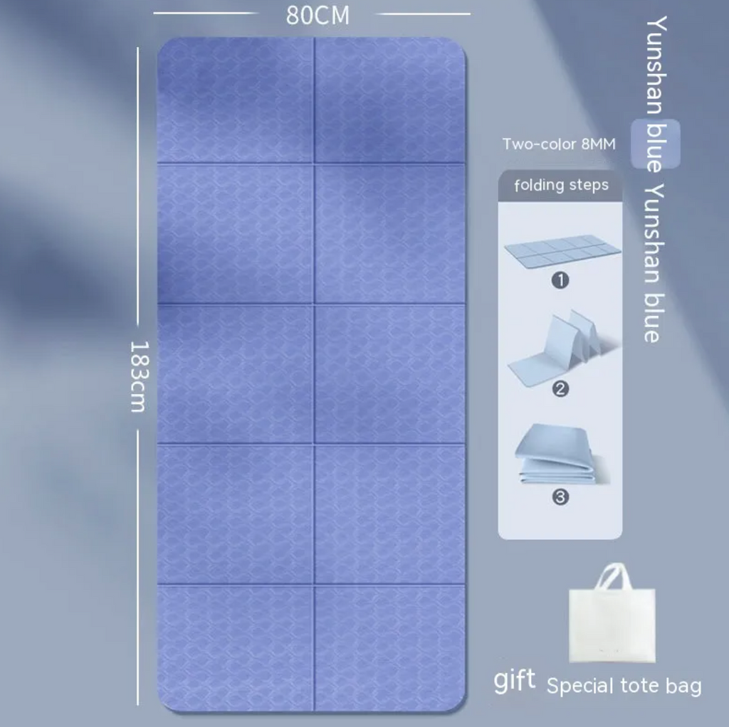 Travel Foldable Yoga Mat — 8mm Thick, Portable & Foldable