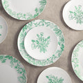 Green Floral Plastic Party Plates — 50-Piece Set (25 Dinner 10 in + 25 Dessert 7.5 in)