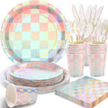 Iridescent Pastel Party Tableware Set — 175 Pieces, Serves 25