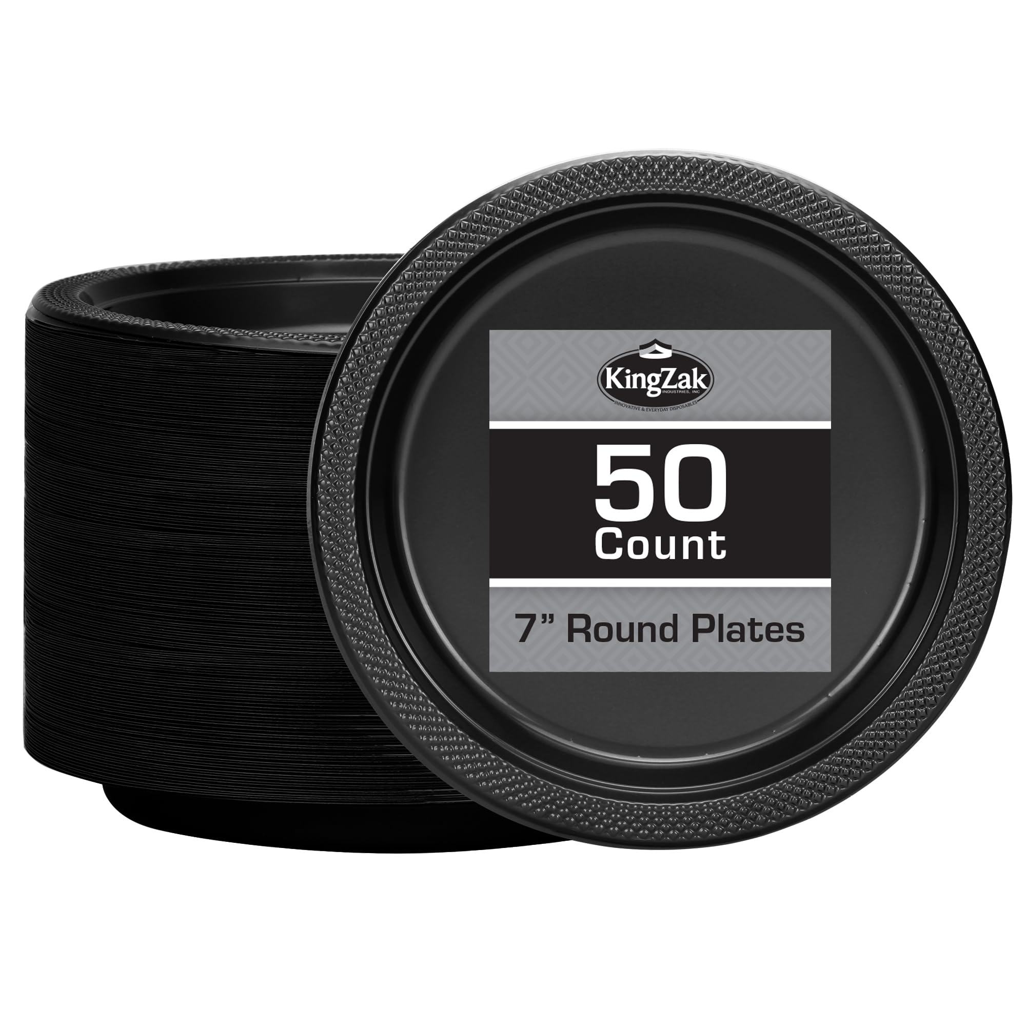 Black Disposable Plastic Plates 7-Inch - 50 Count
