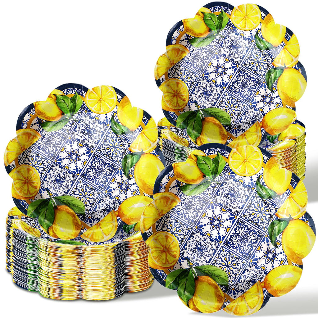 Capri Lemon Festive Paper Plates 100 Pcs