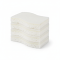 White non-scratch cellulose and sisal scrub sponges stacked, brand-free product shot