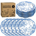 Blue Chinoiserie Floral Paper Plates — 100 Count, 7 in Dessert Plates