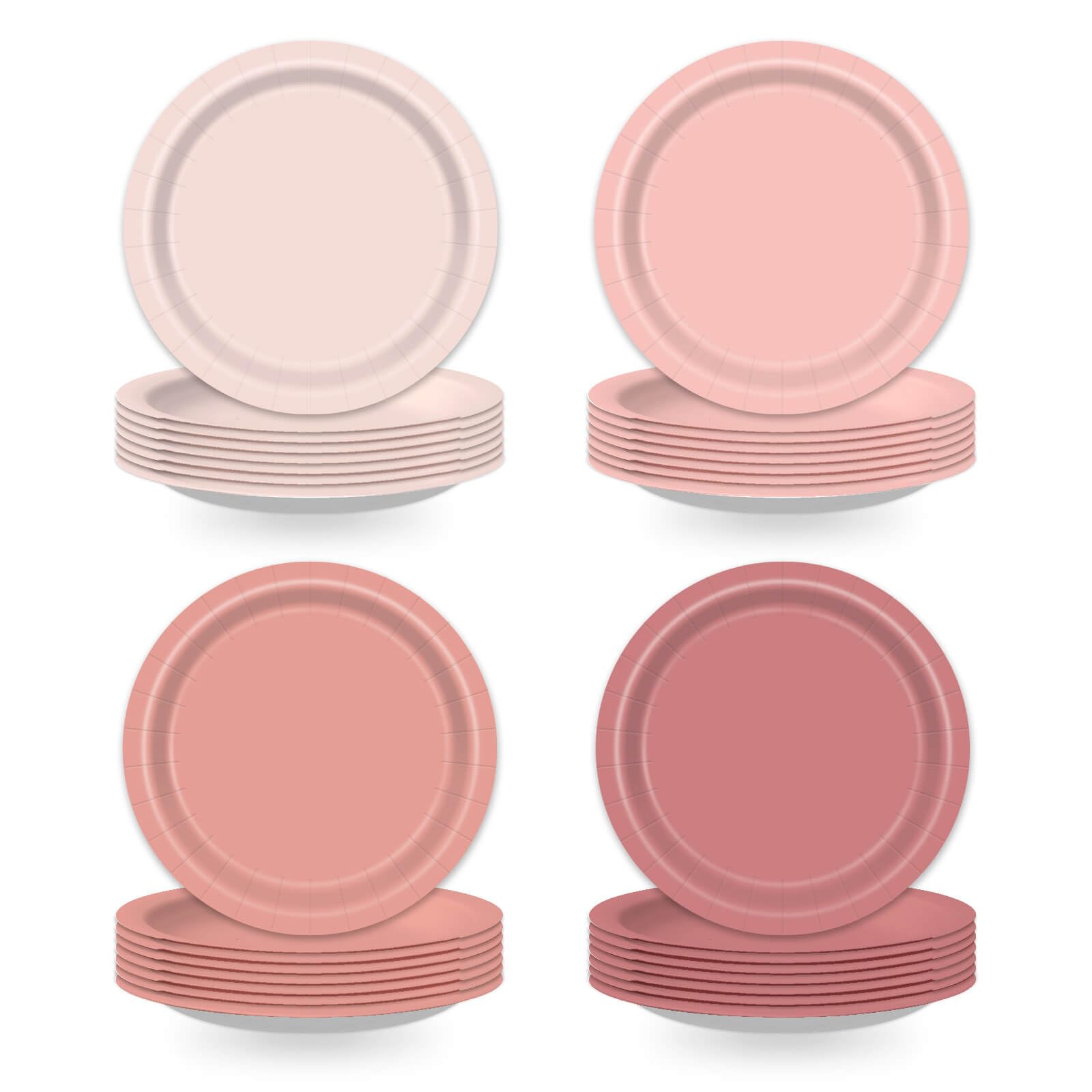 9-Inch Dusty Pink Gradient Paper Plates, Set of 48