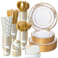 Elegant Gold 800-Piece Party Dinnerware Set